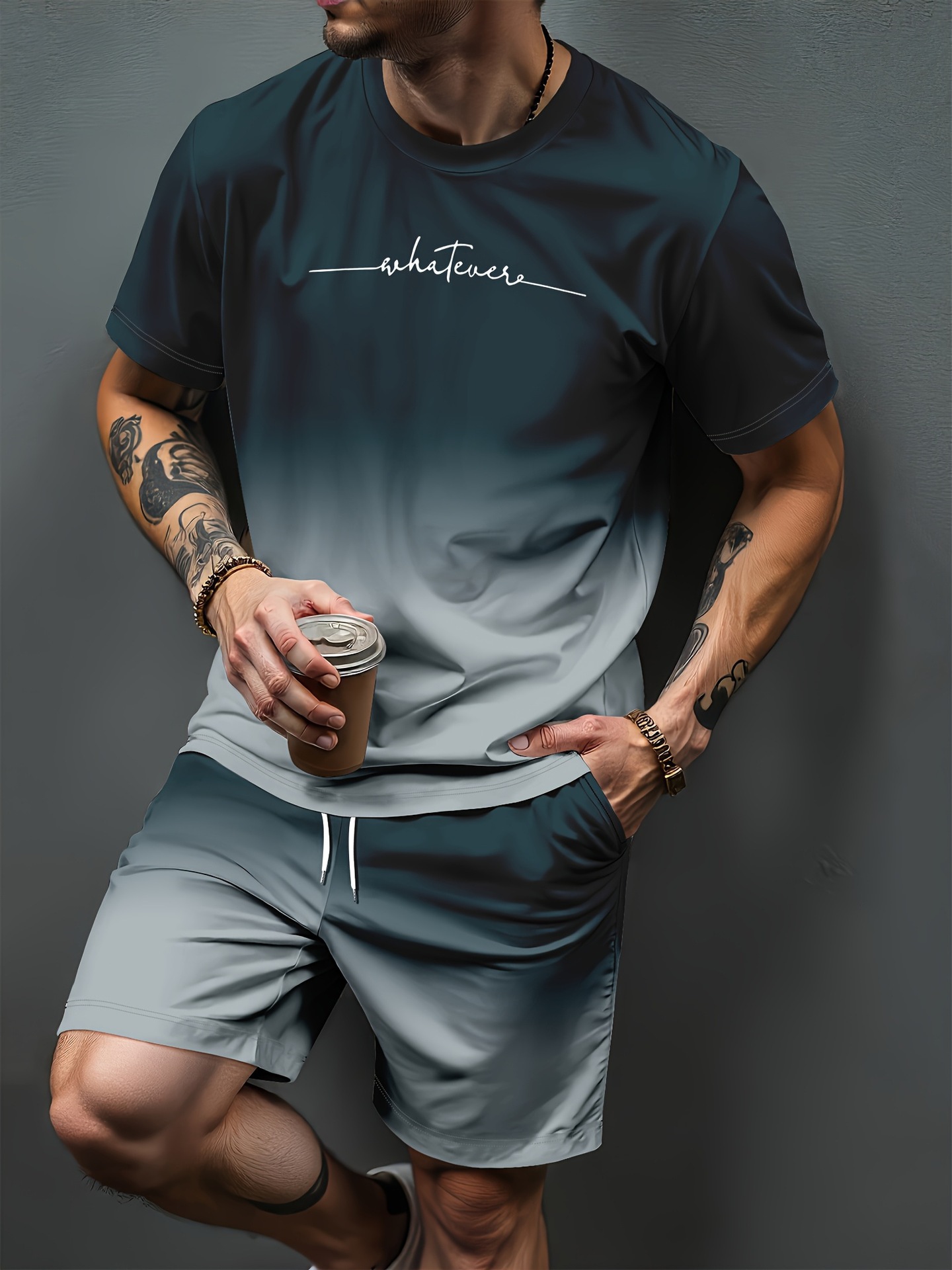 Summer Clothing Patterns - Спортивные костюмы с градиентным буквенным принтом