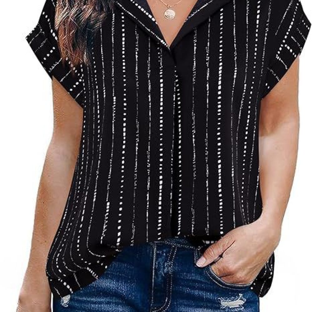 Summer Clothing Essentials Women - Повседневная женская полосатая рубашка с лацканами,