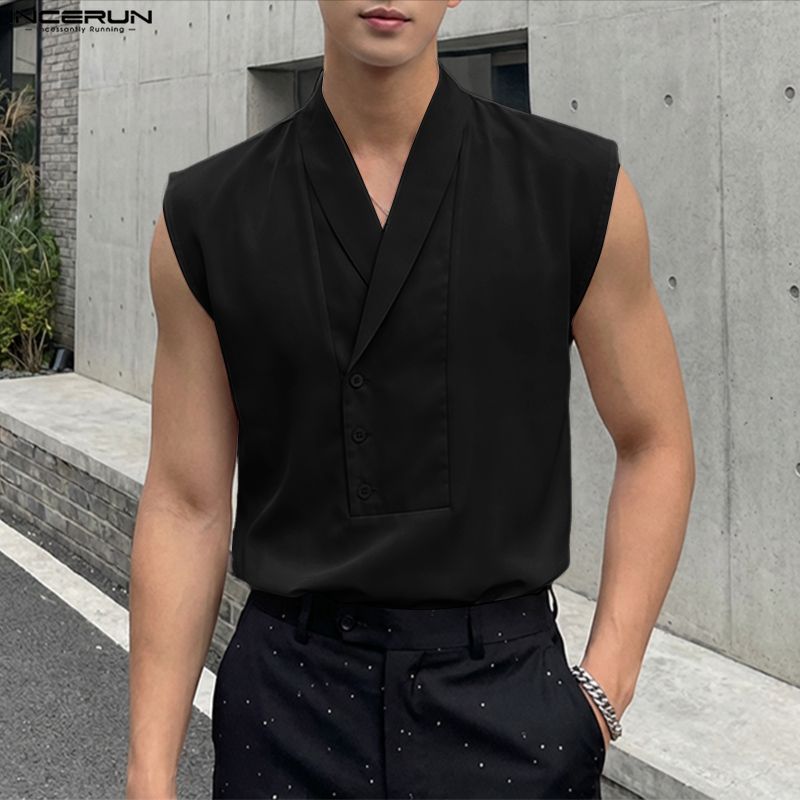 Summer Clothing Colors 2026 - Мужские майки INCERUN, однотонные, с отложным