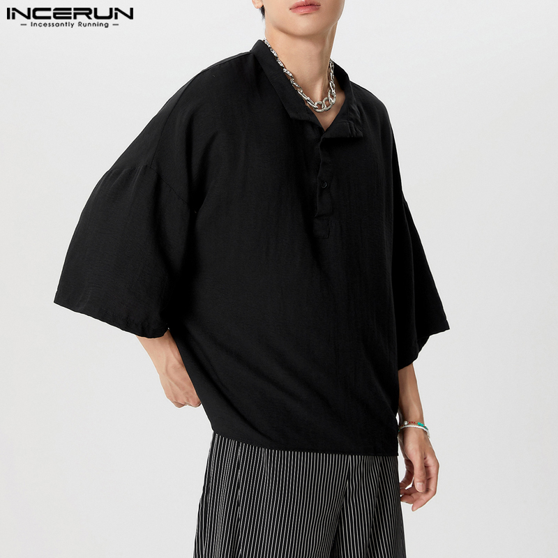Summer Clothing Colors 2026 - Мужская рубашка INCERUN, однотонная, с воротником-стойкой,