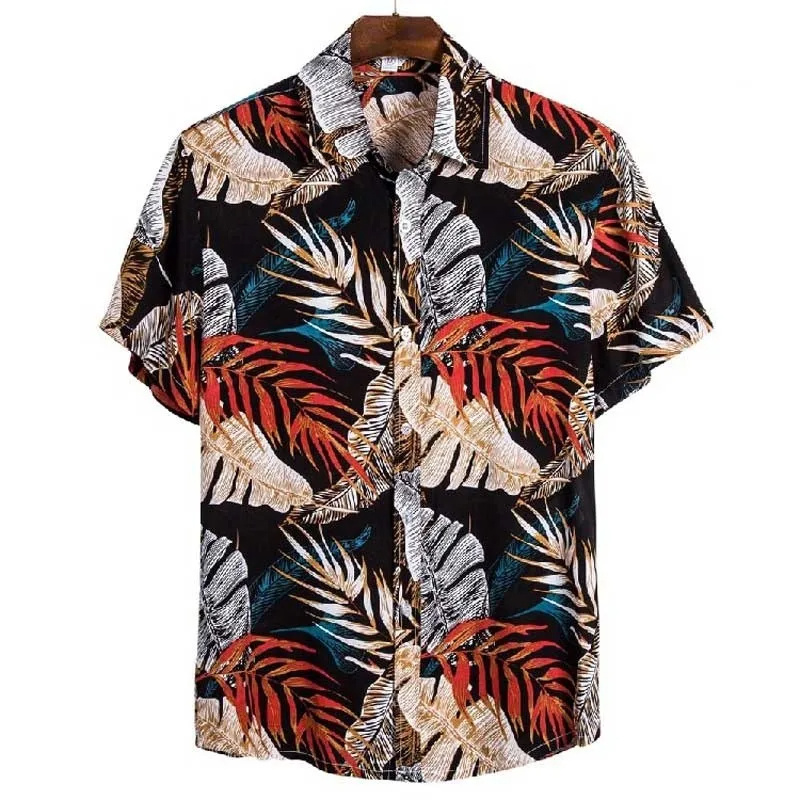 Beach Shirt Hawaiian - Ретро-рубашка с 3D-принтом тропических растений, гавайская