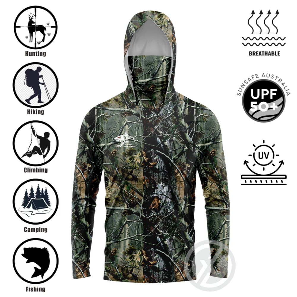 Summer Clothing Men - Рыболовная рубашка с капюшоном UPF50+ со