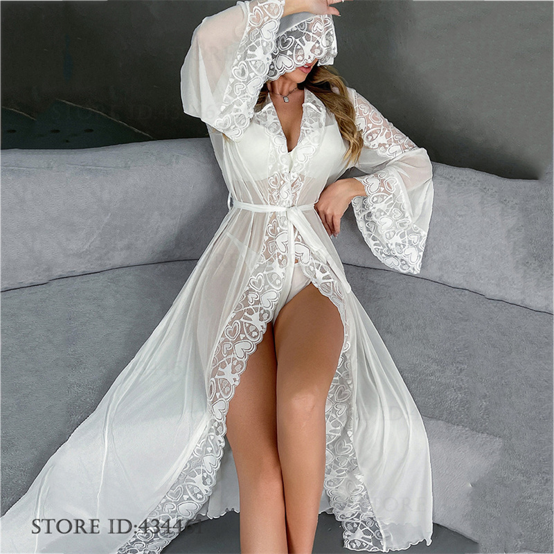 Summer House Clothing - Сексуальный перспективный сетчатый свадебный халат невесты,