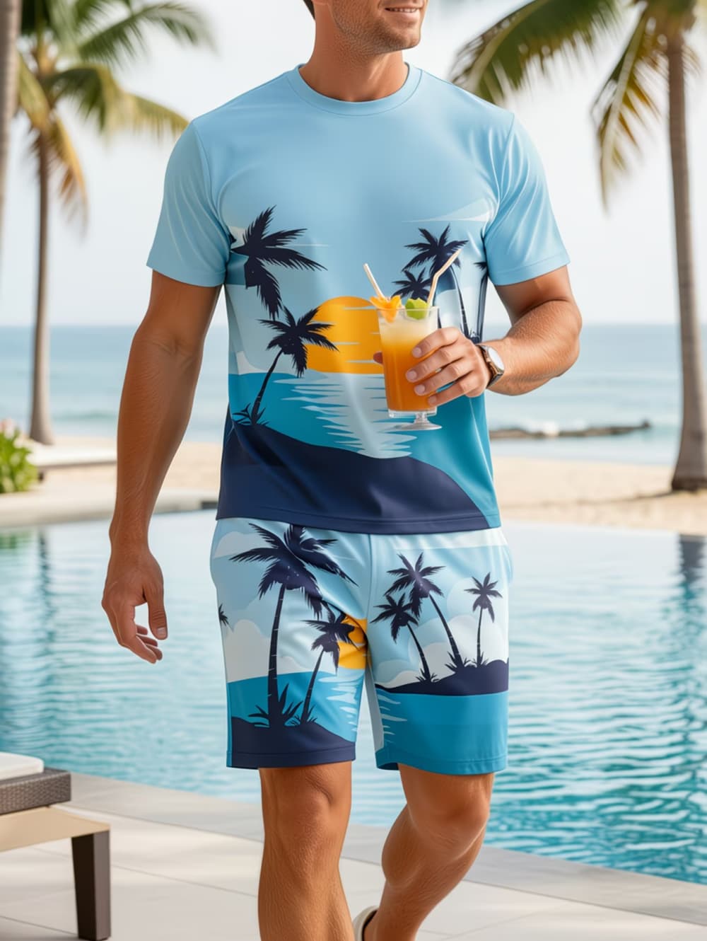 Beach Shirt Hawaiian - Мужской комплект из 2 предметов: футболка