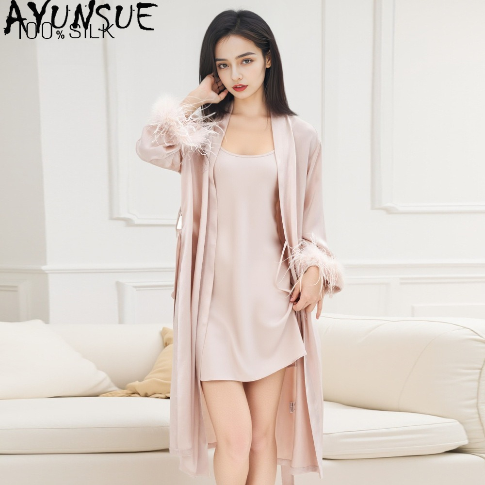 Summer House Clothing - AYUNSUE 100% натуральный шелковый халат из