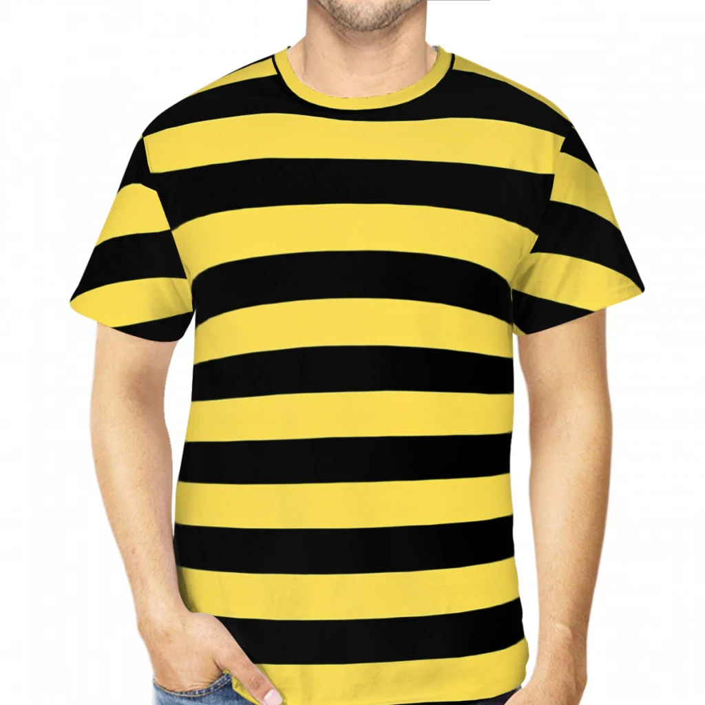 Yellow Summer Clothing - Черно-желтая полосатая футболка с пчелой для