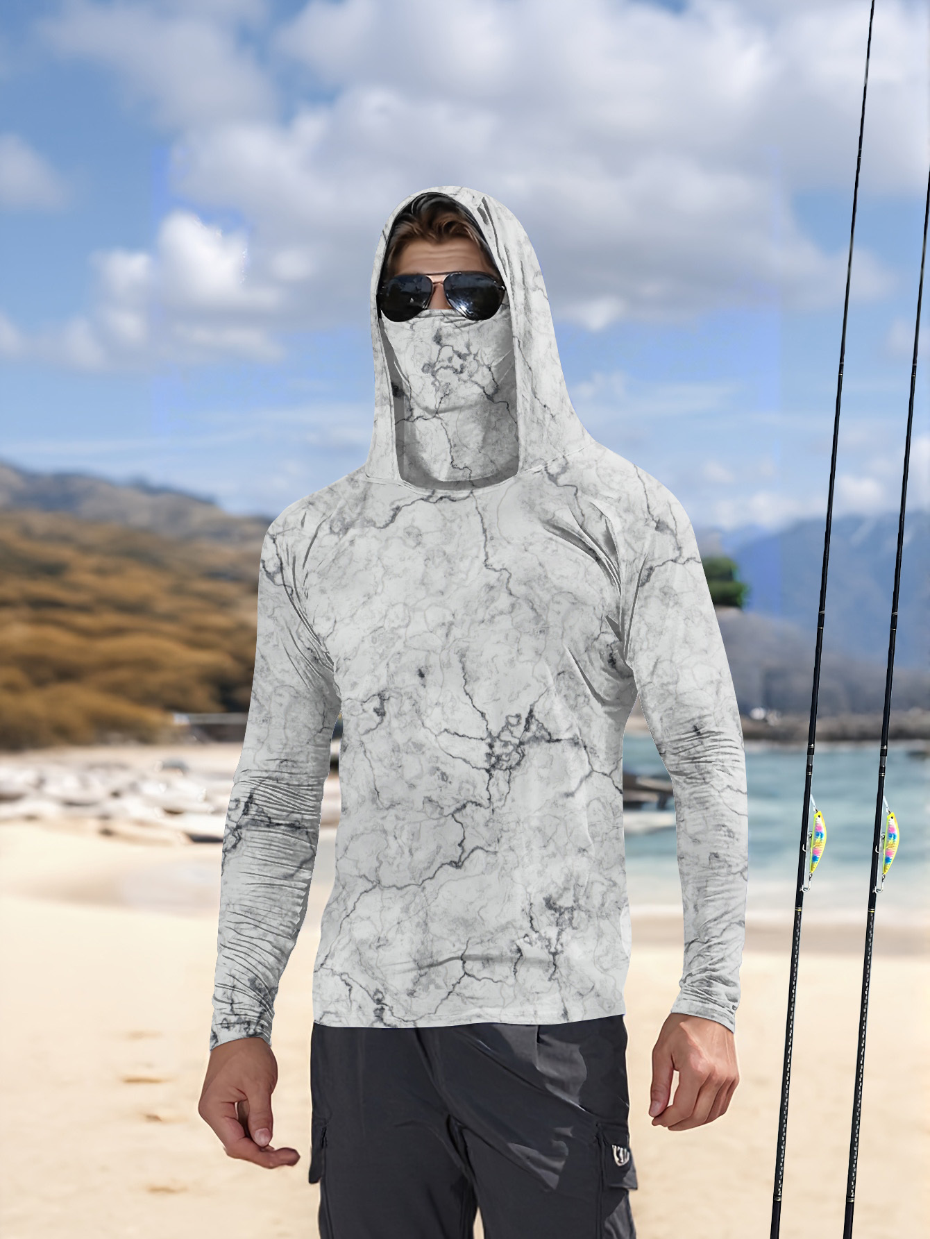 Summer Clothing Men - Мужская рубашка с капюшоном для рыбалки,