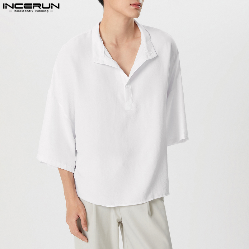 Мужская рубашка INCERUN, однот – обзор и цена Summer Clothing Colors 2026