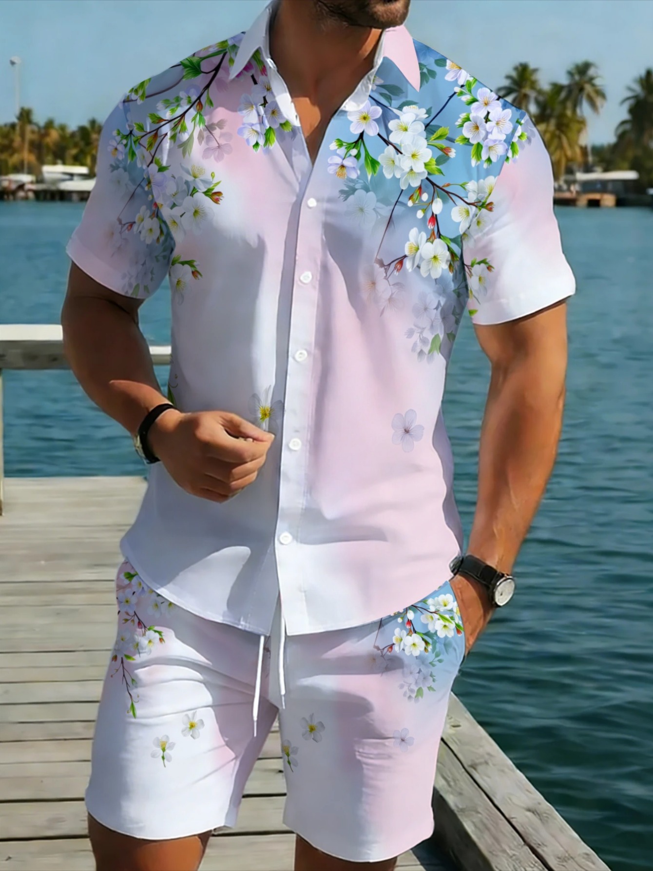 Мужской гавайский комплект из  – обзор и цена Beach Shirt Hawaiian