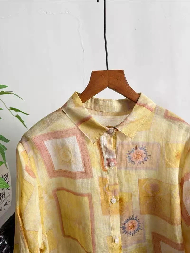100% рамиевая рубашка-блузка с – обзор и цена Yellow Summer Clothing